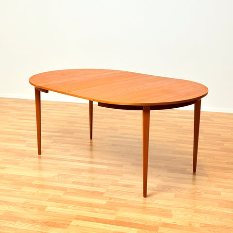 Swedish round dining table in teak & beech