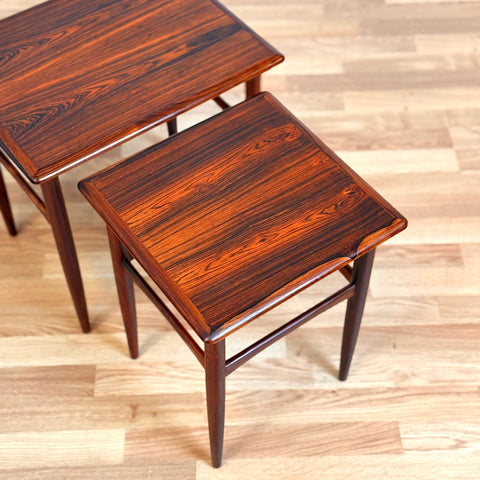 Set of 3 nest of tables in Santos rosewood, 1950s-60s Denmark