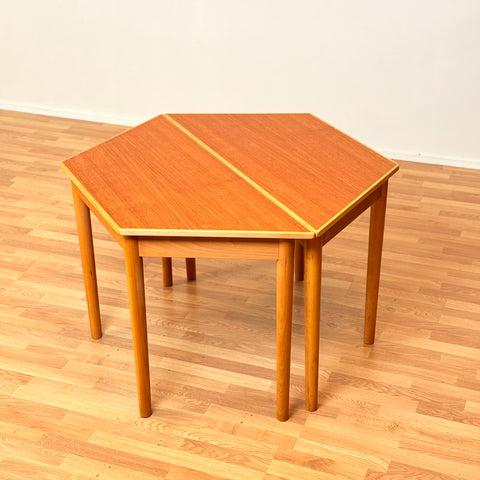 Swedish octagonal dining table in teak & beech by Bjärnum möbelfabrik
