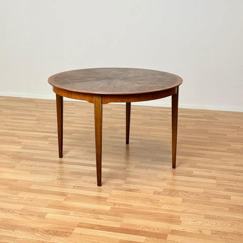 Swedish round dining table in walnut & beech