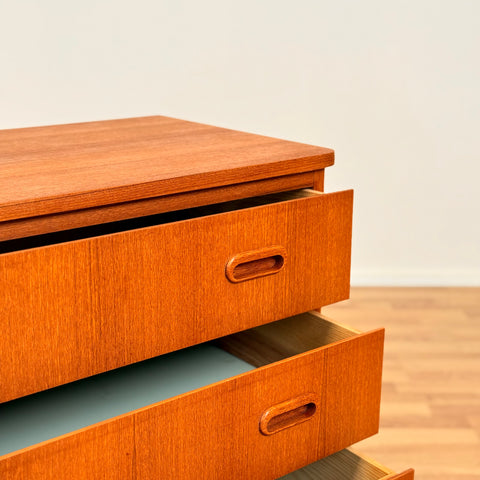 Chest of 4 drawers in teak & beech, Sweden