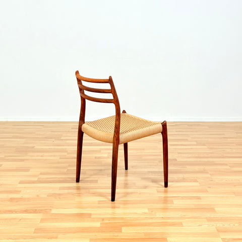 Danish set of 6 dining chairs in Santos rosewood, Niels O. Møller, model 78