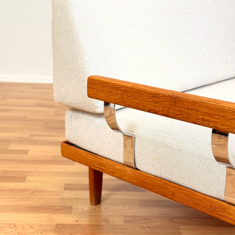 Swedish sofa / daybed in solid oak by Yngve Ekström
