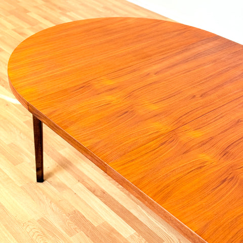 Swedish round dining table in teak & beech