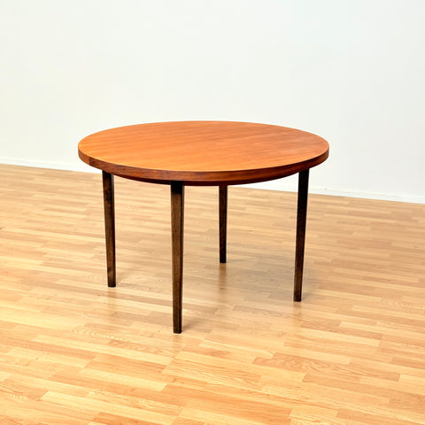 Swedish round dining table in teak & beech