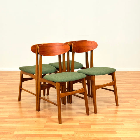 Swedish set of 4 dining chairs in teak and beech by IKEA, "Boel"