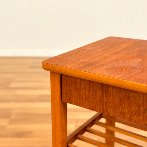 Swedish side table in teak & beech