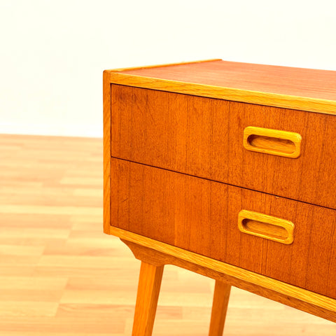 Swedish side table in teak & beech