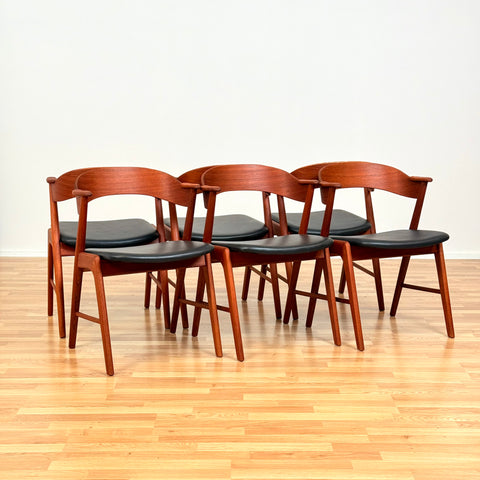 Danish set of 6 dining chairs in teak by Kai Kristiansen