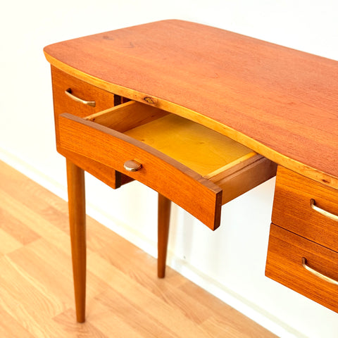 Swedish desk in teak & beech by Fröseke AB Nybrofabriken, model 'Finess'