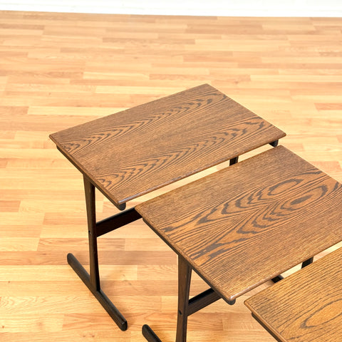 Danish set of nest of tables in stained oak