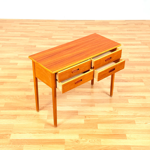 Swedish side table in oak & teak