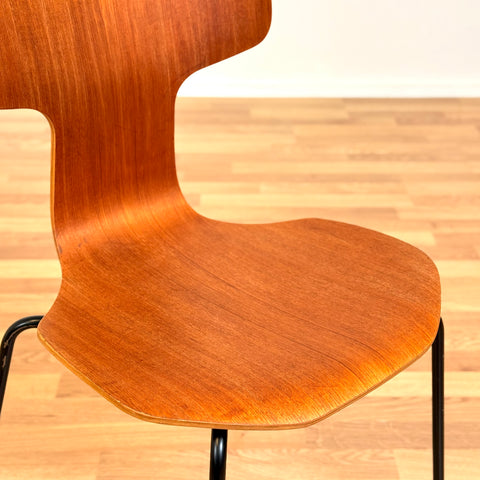 Danish single dining chair made of teak by Fritz Hansen