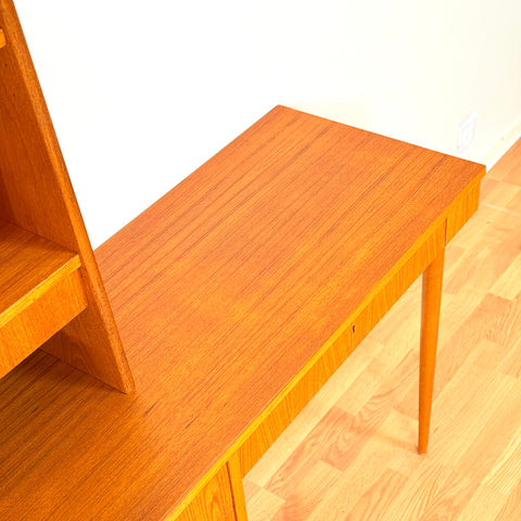 Reserved Swedish bookshelf with writing desk in teak
