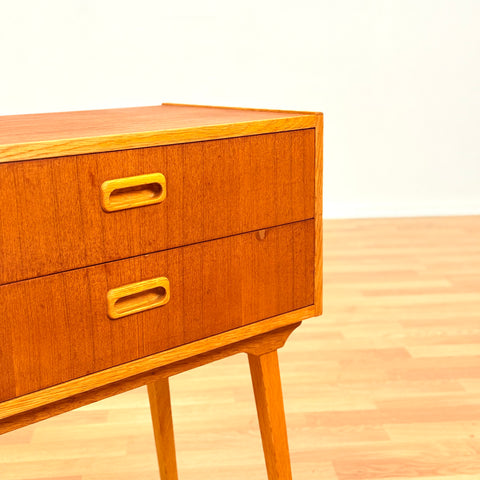 Swedish side table in teak & beech