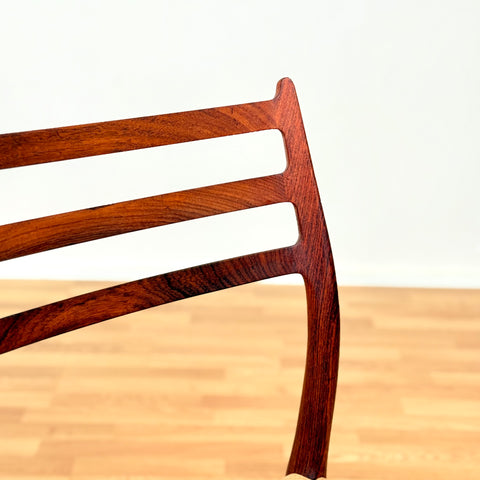 Danish set of 6 dining chairs in Santos rosewood, Niels O. Møller, model 78