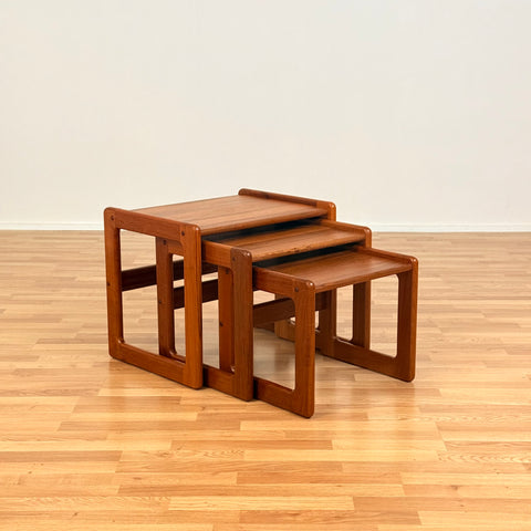 Danish nest of tables in solid teak