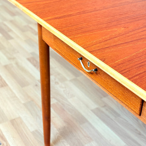 Swedish dining table in teak & beech by Nils Jonsson for Bra Bohag, Hugo Troeds, Bjernum, model “Sika”