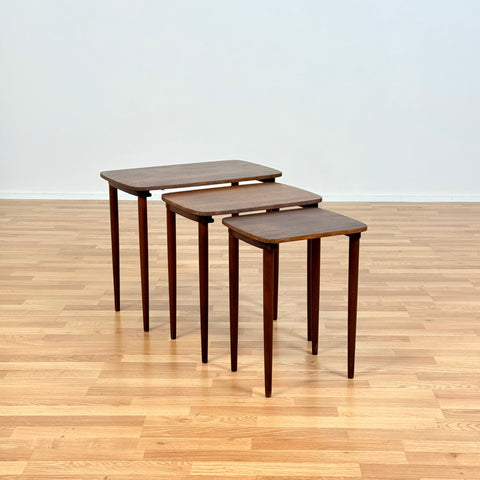 Danish set of nest of tables in teak & beech