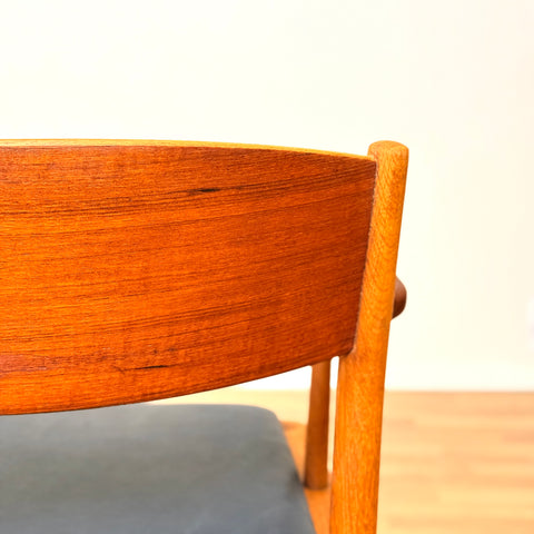 Danish set of 4 dining chairs in teak & oak by Borge Mogensen