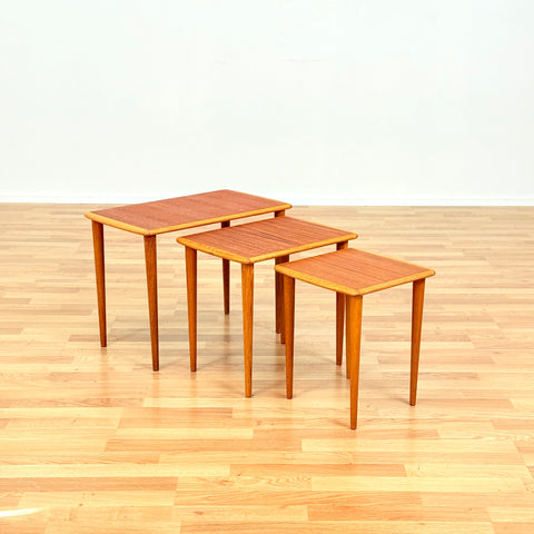 Swedish set of nest of tables in oak & teak