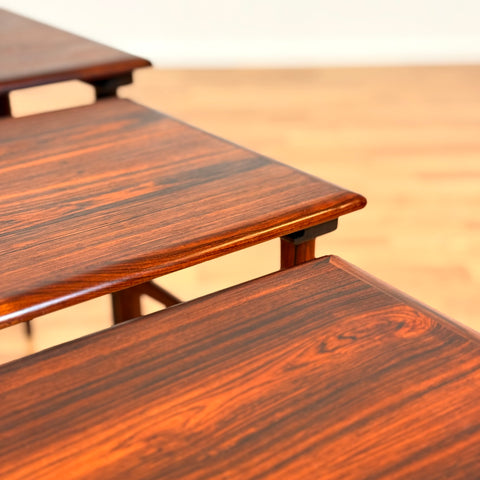 Set of 3 nest of tables in Santos rosewood, 1950s-60s Denmark