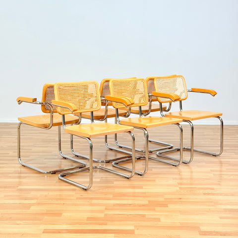 Italian set of 6 dining chairs by Marcel Breuer, model 'Cesca B32'