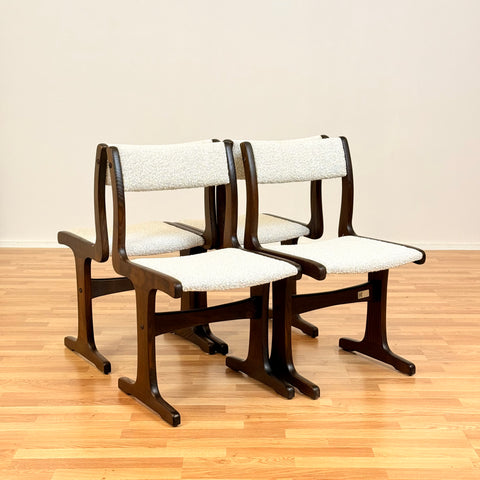Danish set of 4 dining chairs in stained teak
