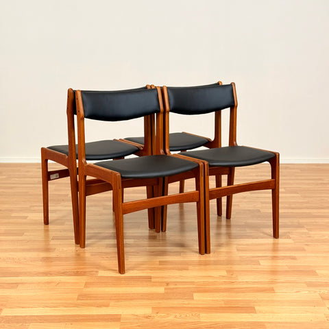 Danish dining chairs in teak by Erik Buch