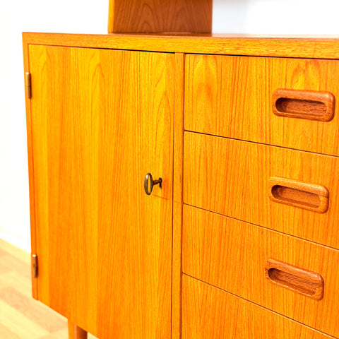 Reserved Swedish bookshelf with writing desk in teak