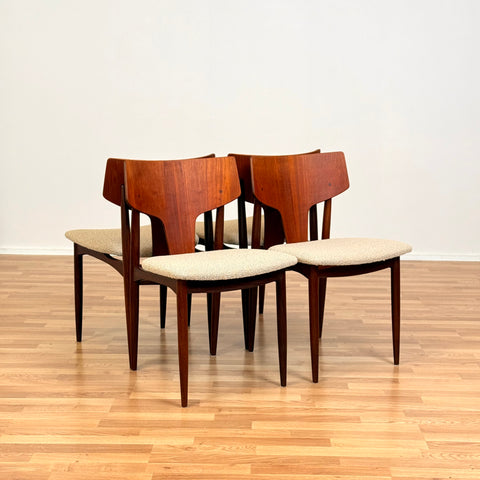 Danish dining chairs in teak and walnut