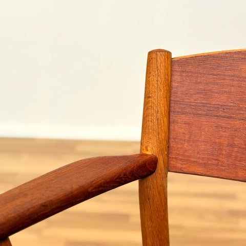 Danish set of 4 dining chairs in teak & oak by Borge Mogensen