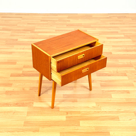 Swedish side table in teak & beech