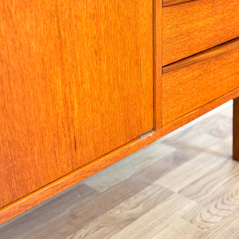 Swedish bookshelf with pull out desk in teak wood