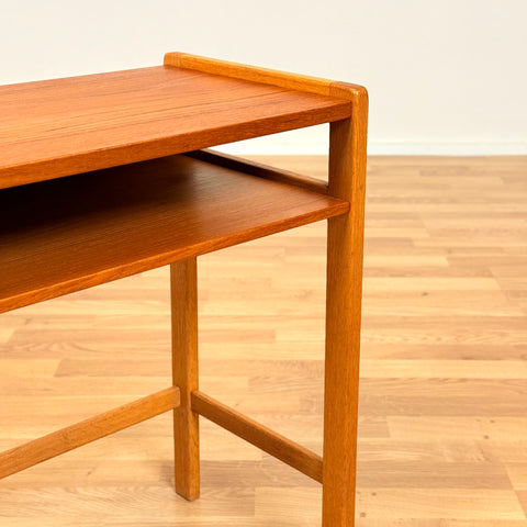 Swedish teak & oak side table by Fröseke, AB Nybrofabriken.
