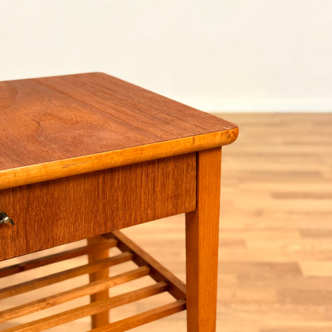 Swedish side table in teak & beech