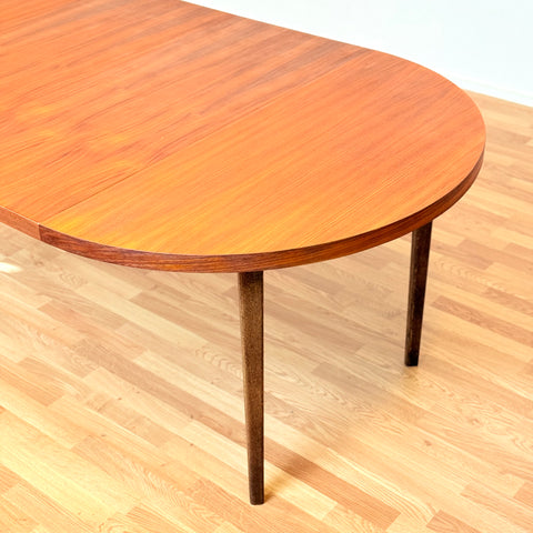 Swedish round dining table in teak & beech