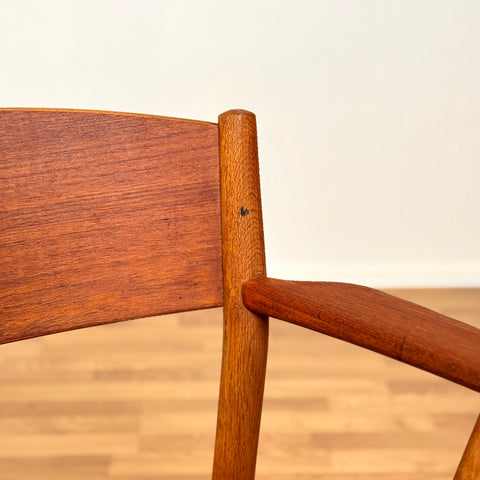 Danish set of 4 dining chairs in teak & oak by Borge Mogensen