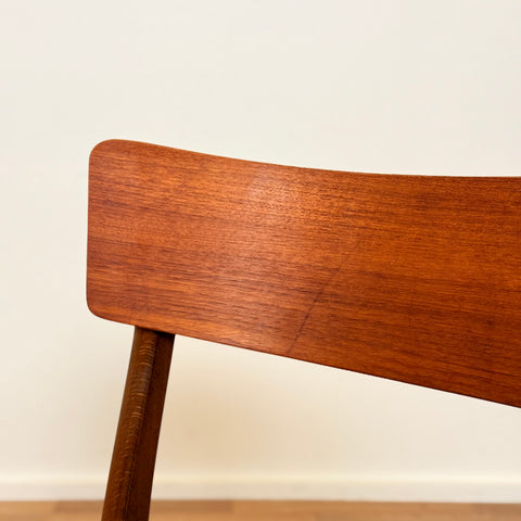 Set of 8 dining chairs in teak & beech, 1950s-60s, Denmark
