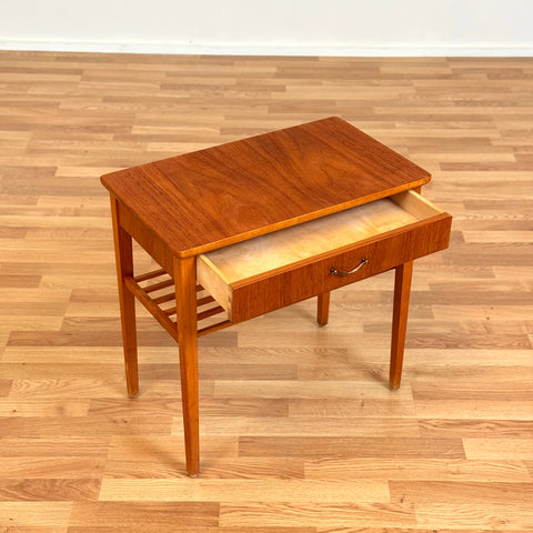 Swedish side table in teak & beech