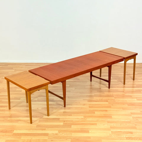 Danish coffee table with 2 folding tables in teak