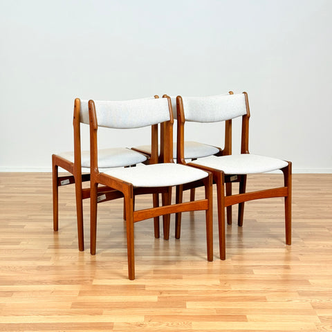 Danish dining chairs in teak by Erik Buch