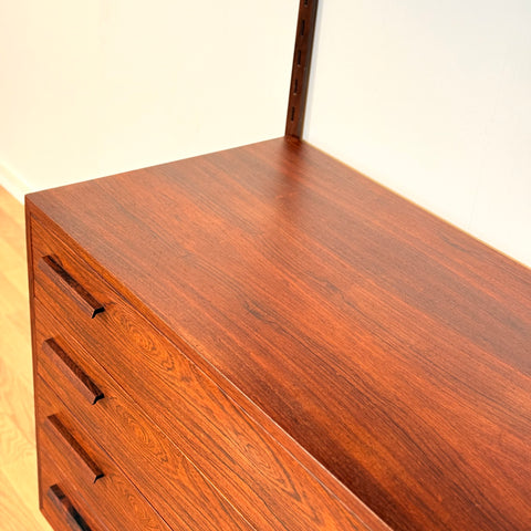 Danish wall unit / shelving system in Santos rosewood by Kai Kristiansen, for FM Mobler