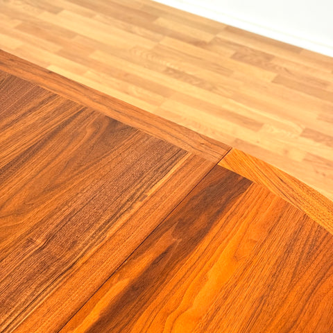 Swedish round dining table in walnut by Skaraborgs Mobelindustri