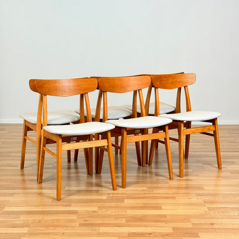 Danish set of 6 dining chairs in oak & beech by Findahl