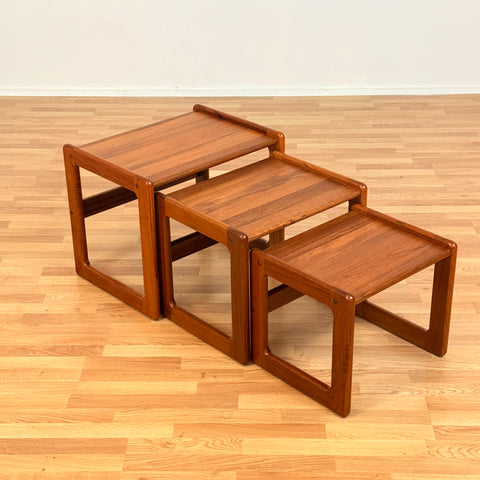 Danish nest of tables in solid teak