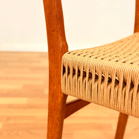 Swedish set of 4 dining chairs in teak & oak by DUX