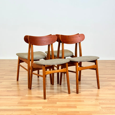 Danish dining chairs in teak & oak by Farstrup