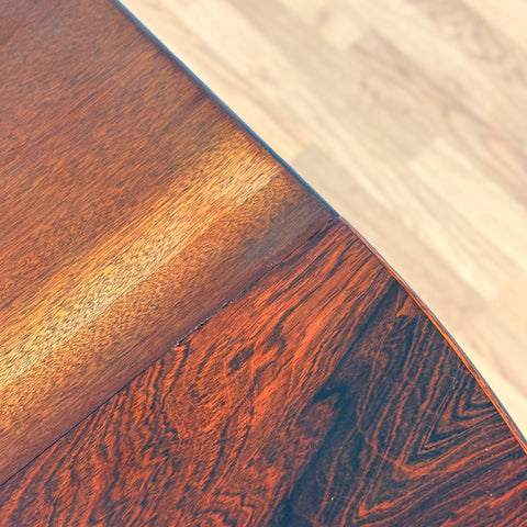 Danish round dining table in Santos rosewood by Villy Schou Andersen