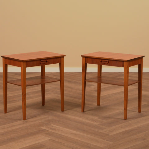 Swedish bedside tables in teak & beech